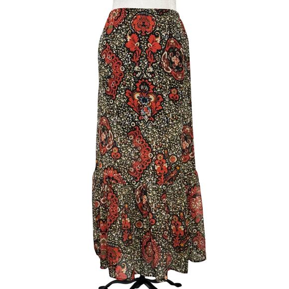 Semi Sheer Ruffle Tiered Boho Midi Skirt Medium Rue 21 FairyGrunge - Picture 2 of 9